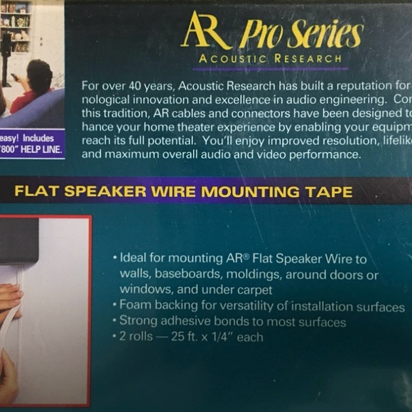 Home Theatre Pro Series flat speaker wire mounting tape 2 boxes 50’ ea  1/4” NIB - Picture 6 of 6